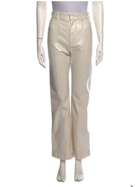Philosophy Di Lorenzo Serafini Cream High-Waist Straight-Leg Faux Leather Pants